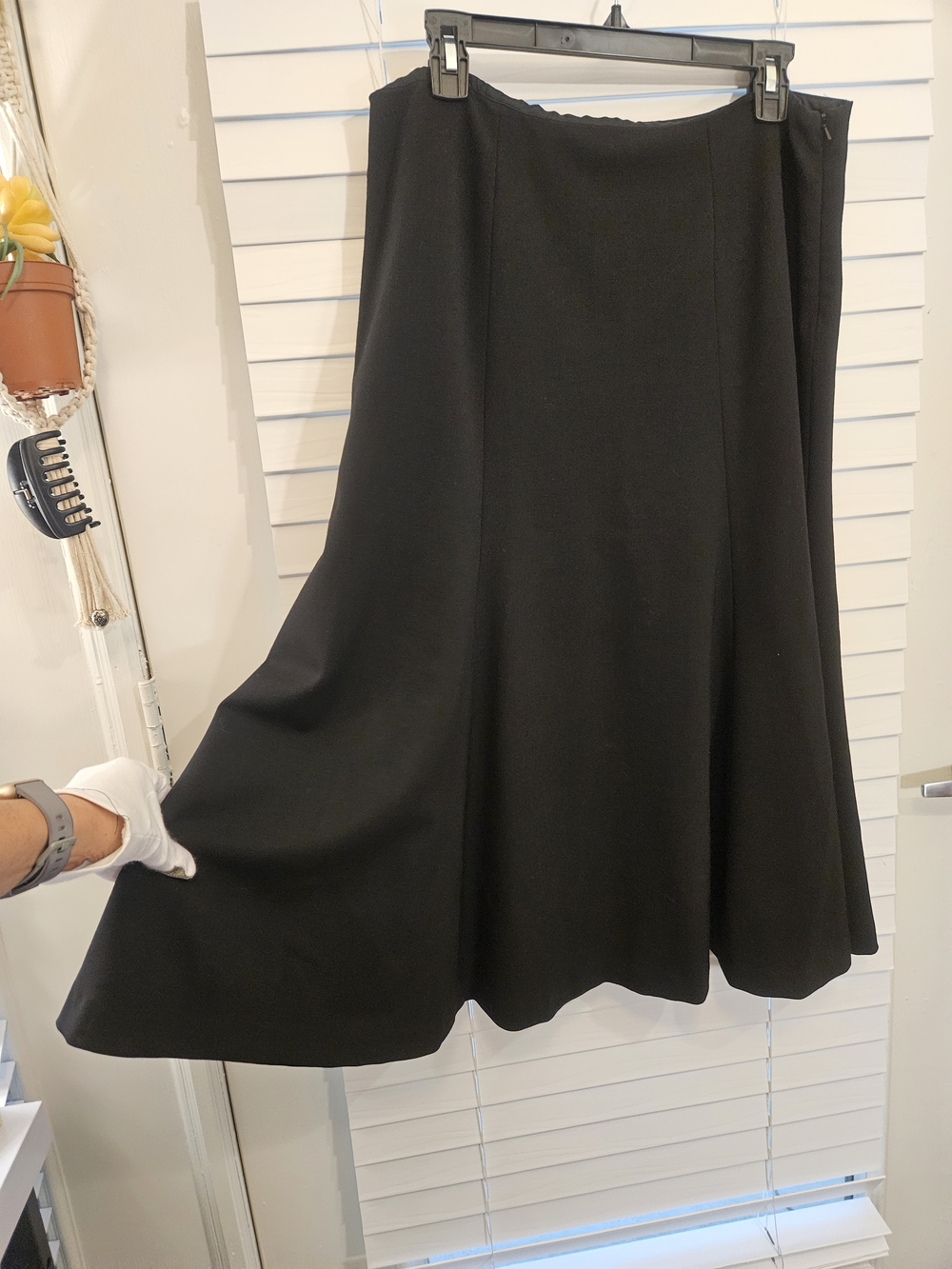 Lauren Ralph Lauren Black Wool Blend A-Line Midi Skirt Dark Academia Sz 12 - Picture 4 of 8